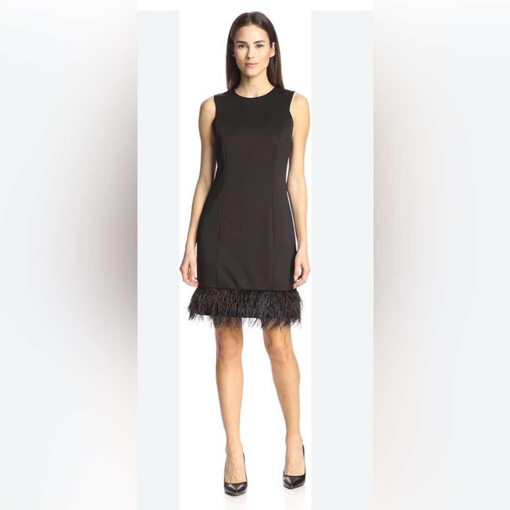 NWT Donna Ricco Black cocktail dress feathered Size-2